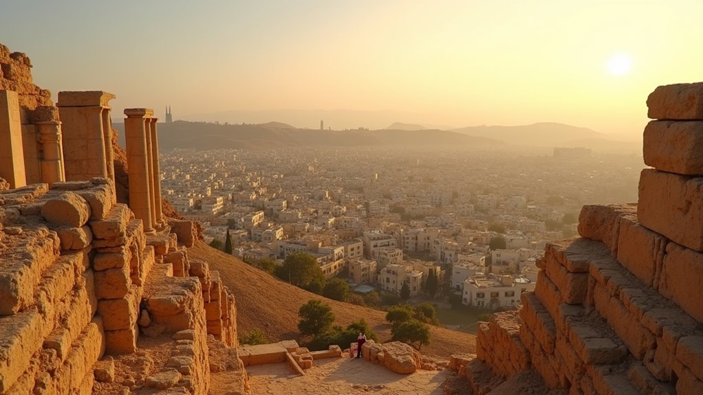ancient ruins and city views