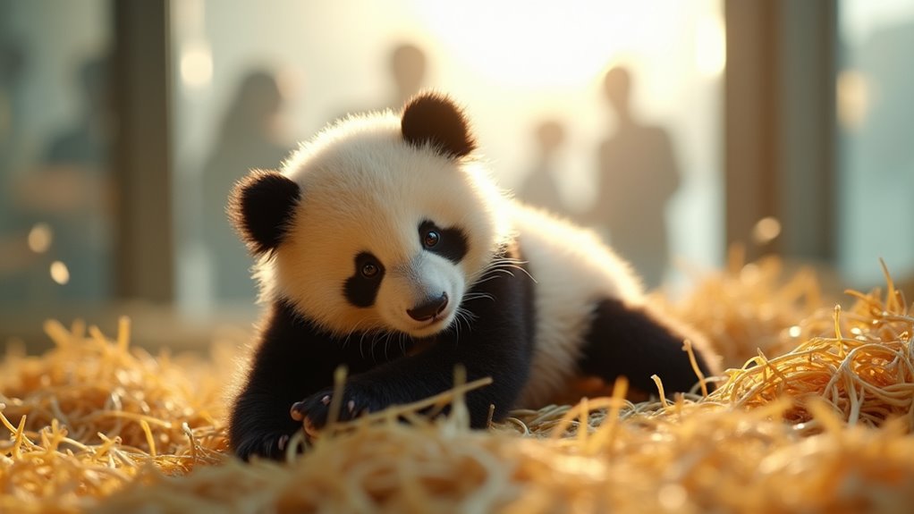 baby pandas close up viewing