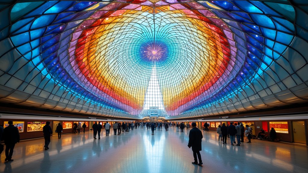 beautiful colorful glass installation
