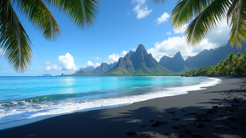 black sand beach views