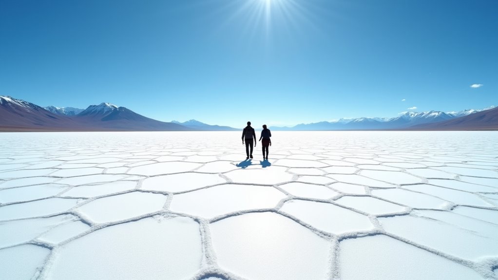 blinding salt flats at high altitude