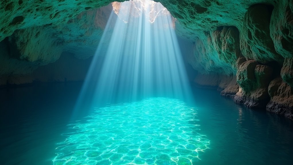 blue and green cave tours