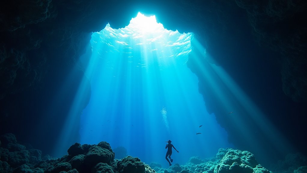 blue cave glowing snorkeling
