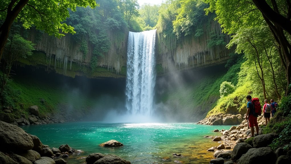 challenging mountain waterfall hike
