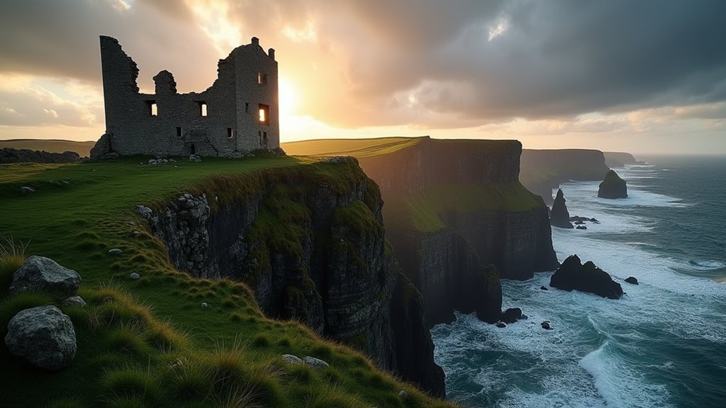clifftop castle ruins exploration