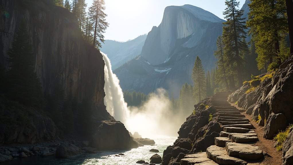 climb vernal fall steps