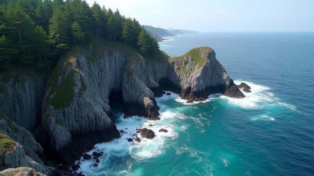 coastal cliffs and hot springs