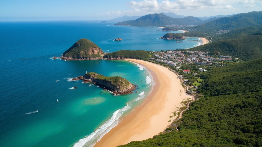 coastal town with beaches