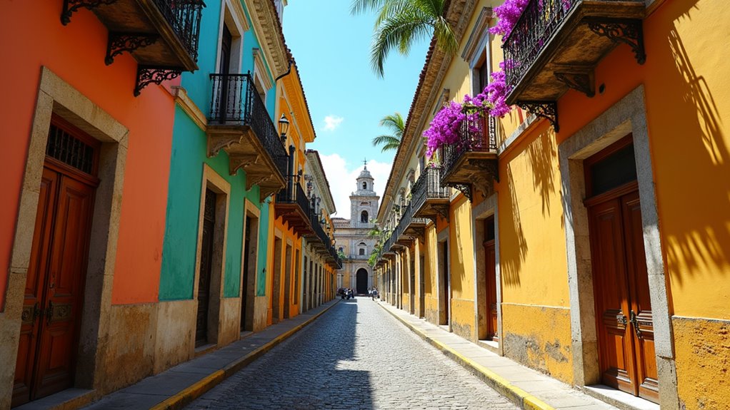 cobblestone colonial city streets