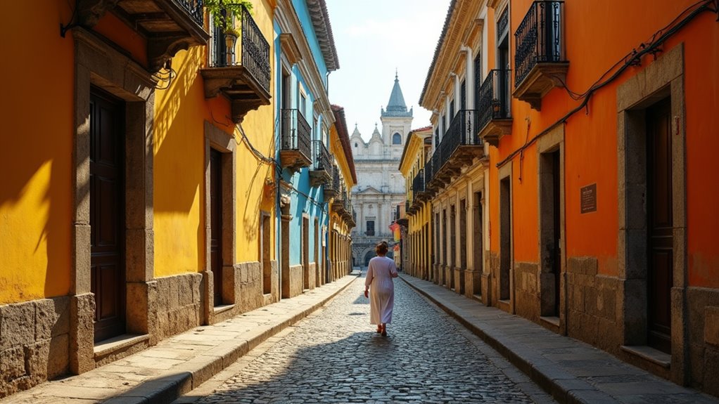 colorful colonial cobblestone streets