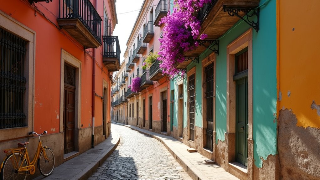colorful colonial streets and plazas