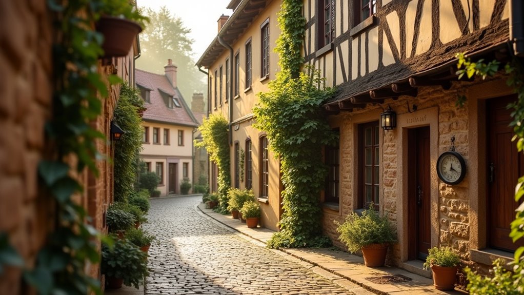 colorful historic cobblestone street