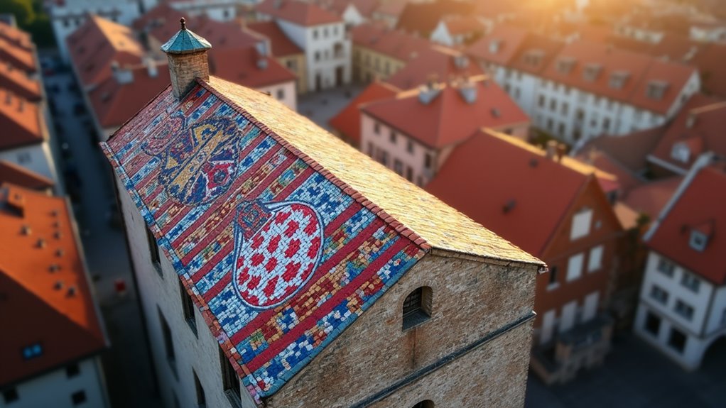 colorful tiled roof mosaics