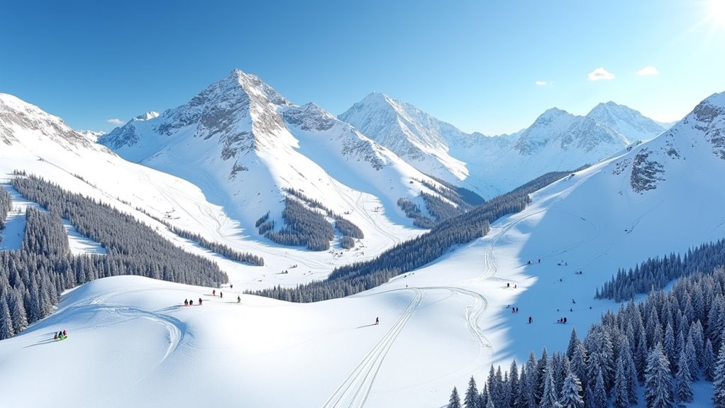 connected mountains offer diverse skiing
