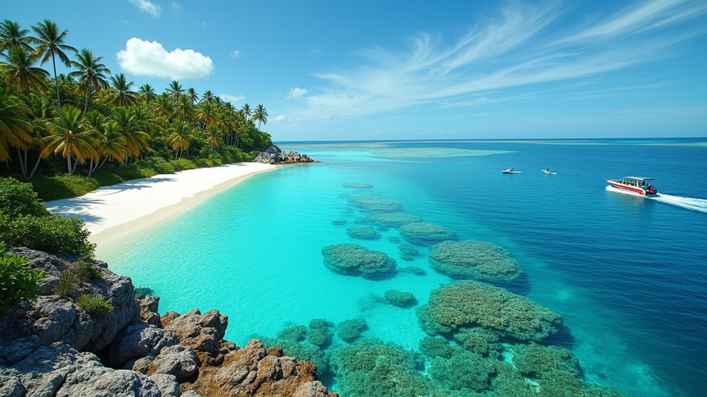 coral cay with rainforest