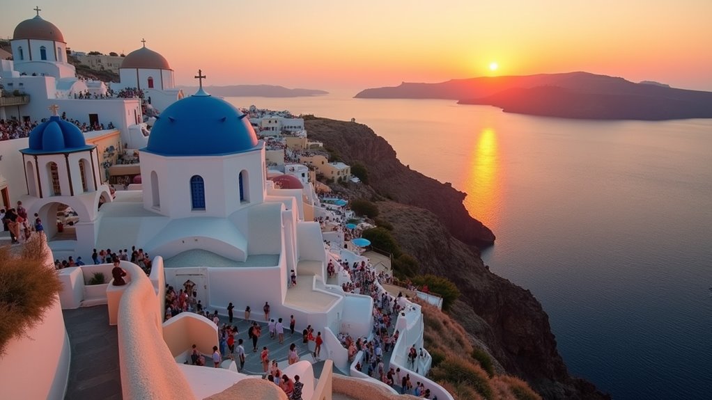 crowded sunset viewing spot