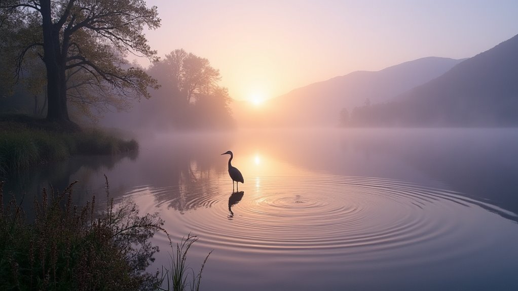 dawn lakeside birdwatching serenity