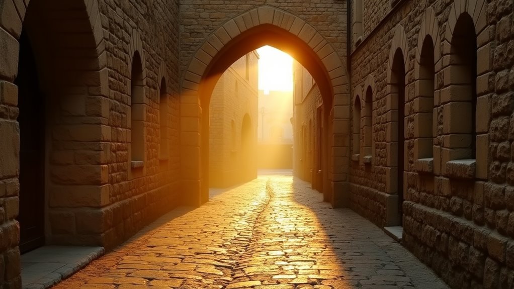 dawn medieval street exploration