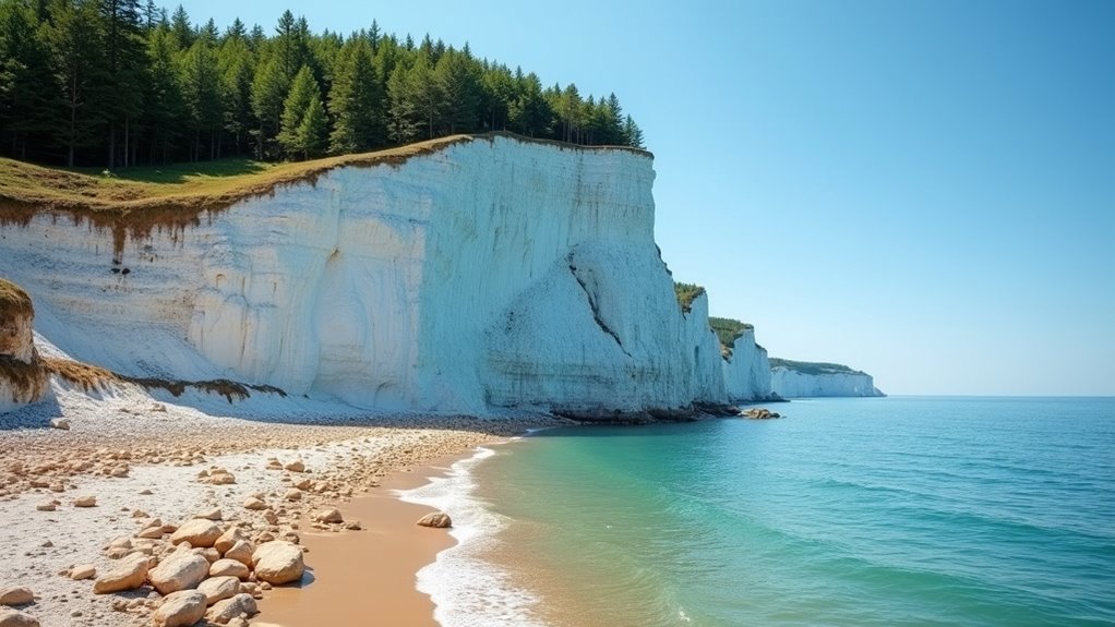 dramatic chalk cliffs fossils