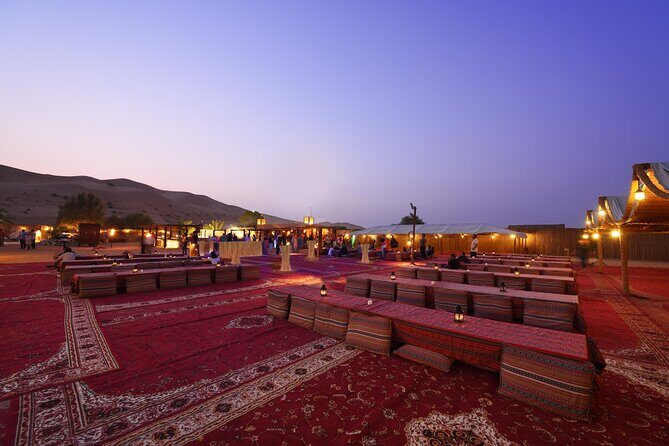 Dubai Desert Safari: Camel Ride, Sandboarding, BBQ & House Drinks - Arrival at the Bedouin-Style Camp