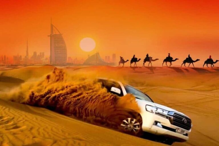 Dubai: Desert Safari Camel Riding, Sandboarding & BBQ Dinner - Dining & Entertainment