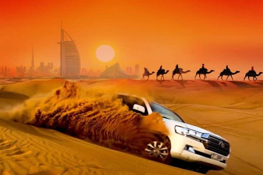 Dubai: Desert Safari Camel Riding, Sandboarding & BBQ Dinner - Dining & Entertainment