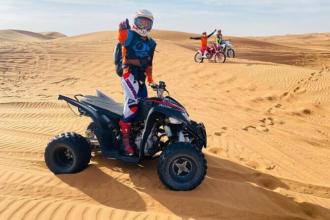 Dubai Desert Safari Tour with Quad Bike for 60mins & BBQ Dinner. - FAQs