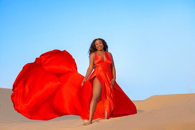 Dubai Flying Dress Photo and Video shoot in Desert - The Bottom Line