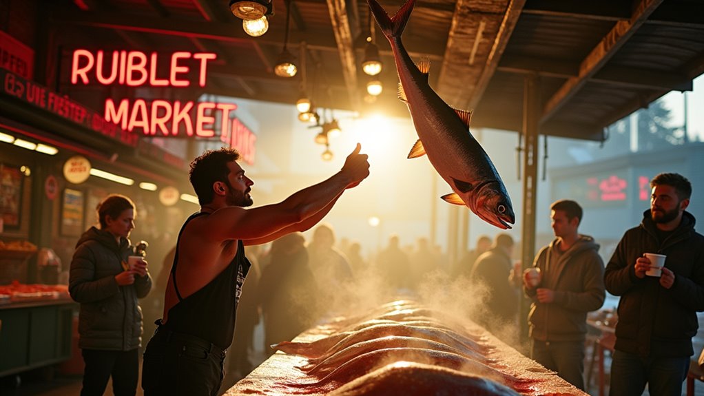 early market fish tossing