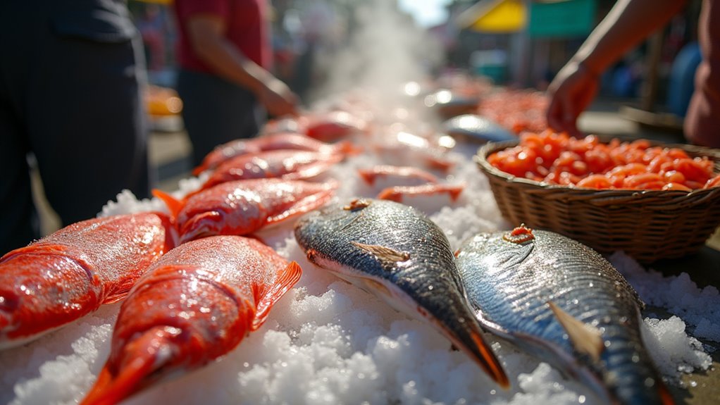 early morning seafood market