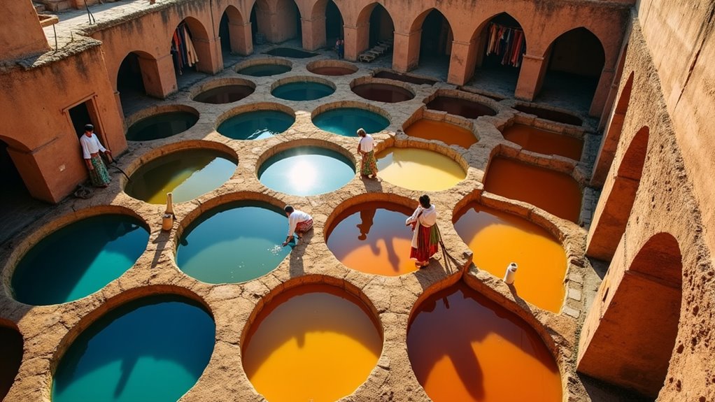 elevated view of vibrant tannery