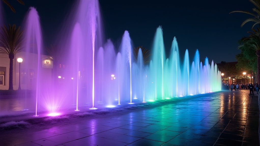 evening fountain light show