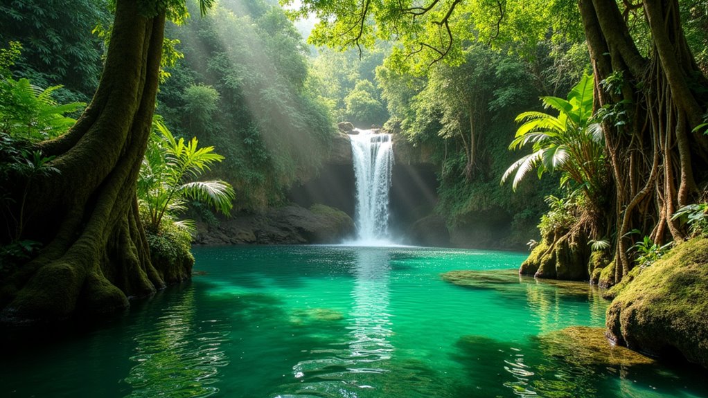 explore volcanoes and waterfalls