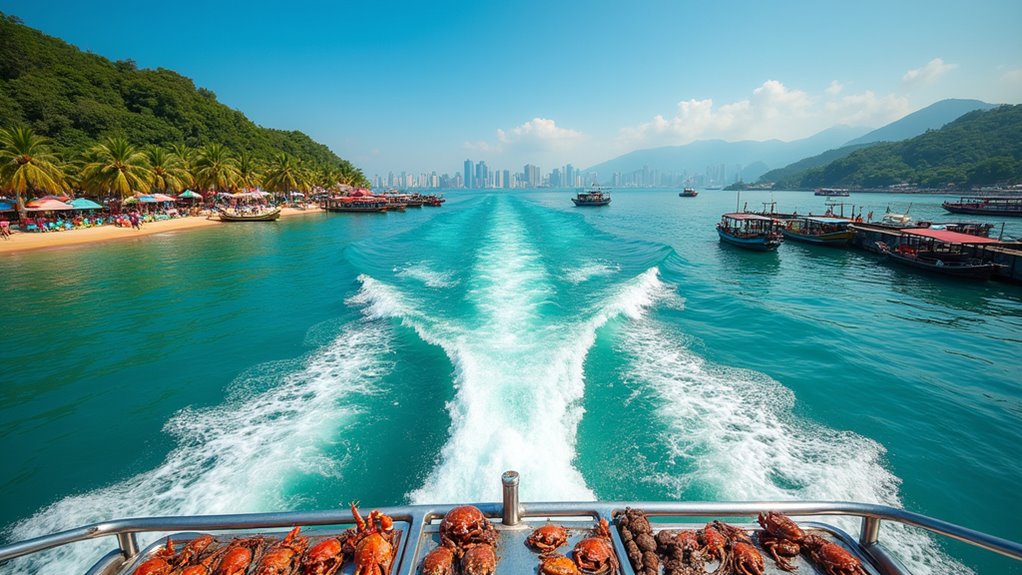 ferry to beaches and seafood