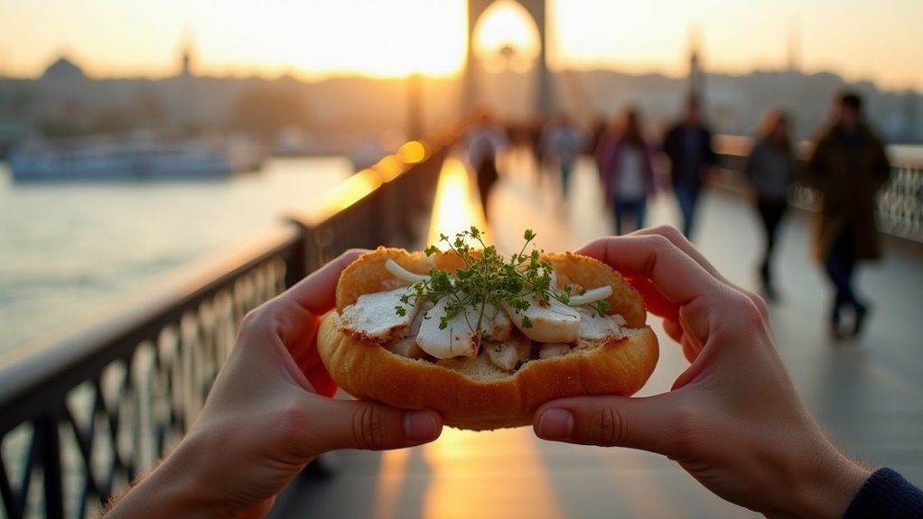 fish sandwiches by galata bridge