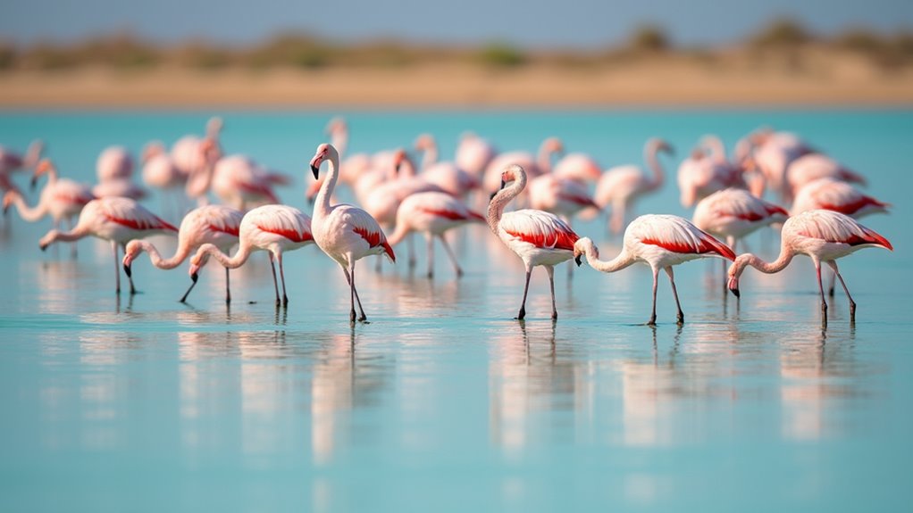 flamingos at larnaca salt lake