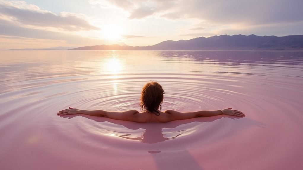 floating effortlessly in salty water