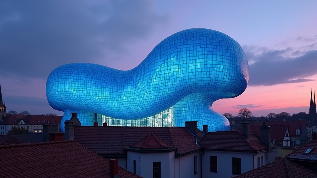 futuristic alien art gallery