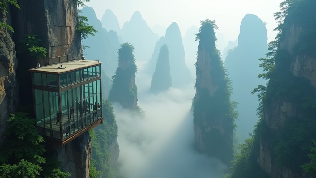 glass elevator avatar mountains