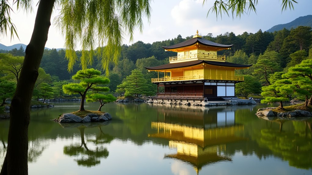 golden pavilion and bamboo walk