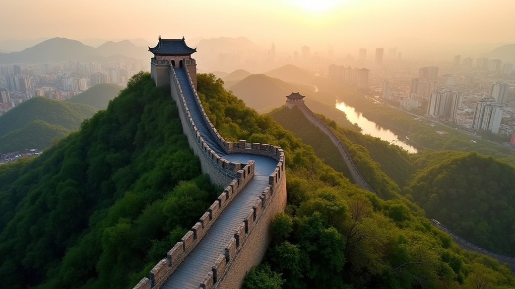 great wall replica with city views