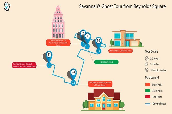 Haunted Savannah Georgia Self Guided Walking Audio Tour - Detailed Breakdown of the Itinerary