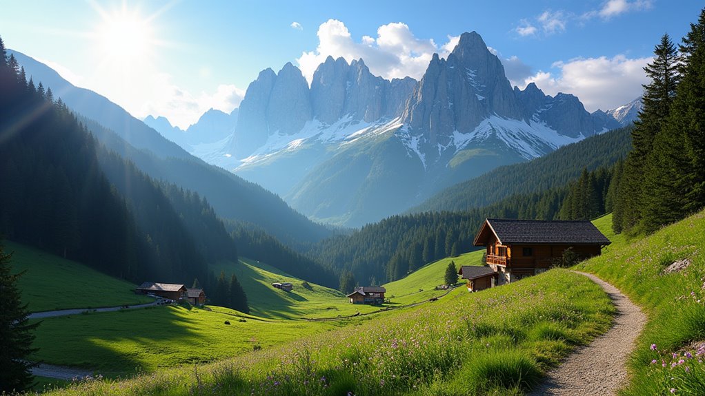 hiking trails and mountain peaks