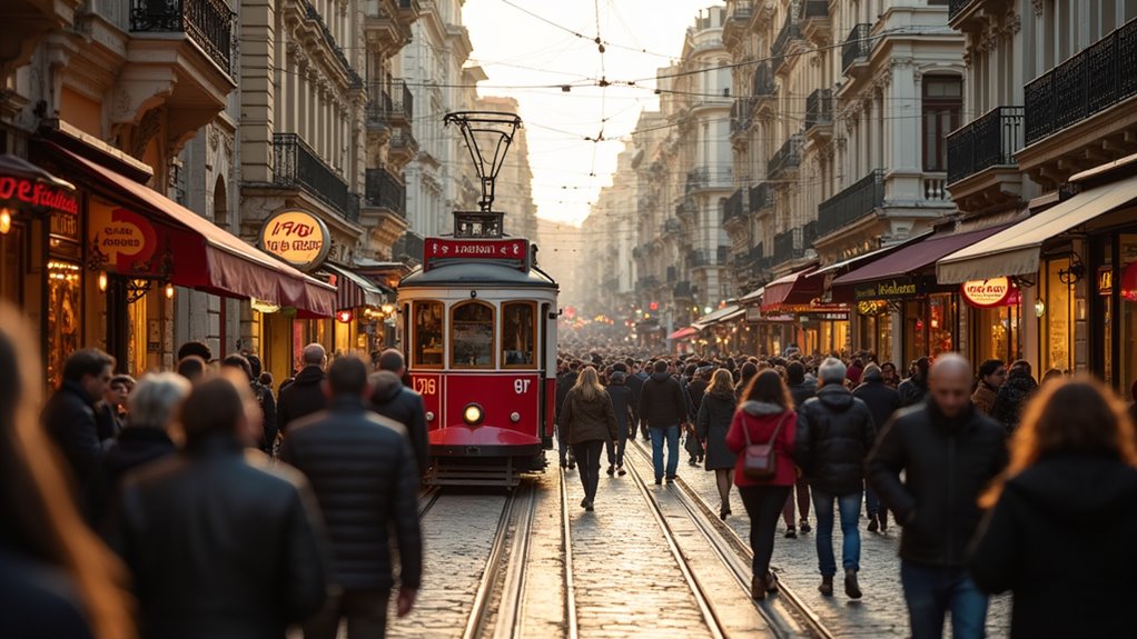 historic avenue with lively culture