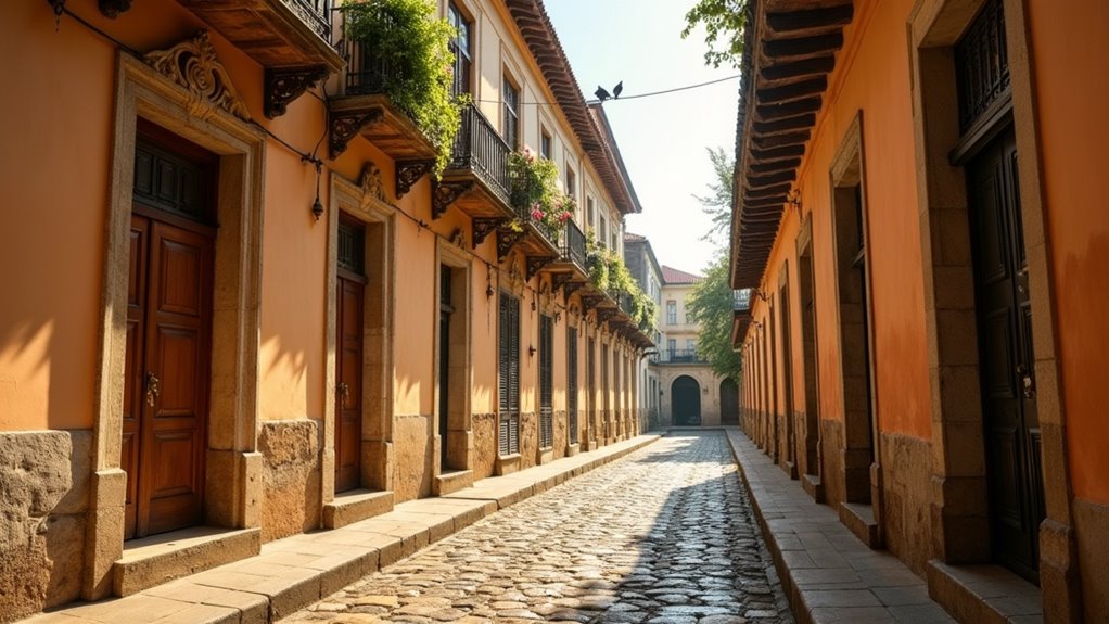 historic cobblestone colonial streets