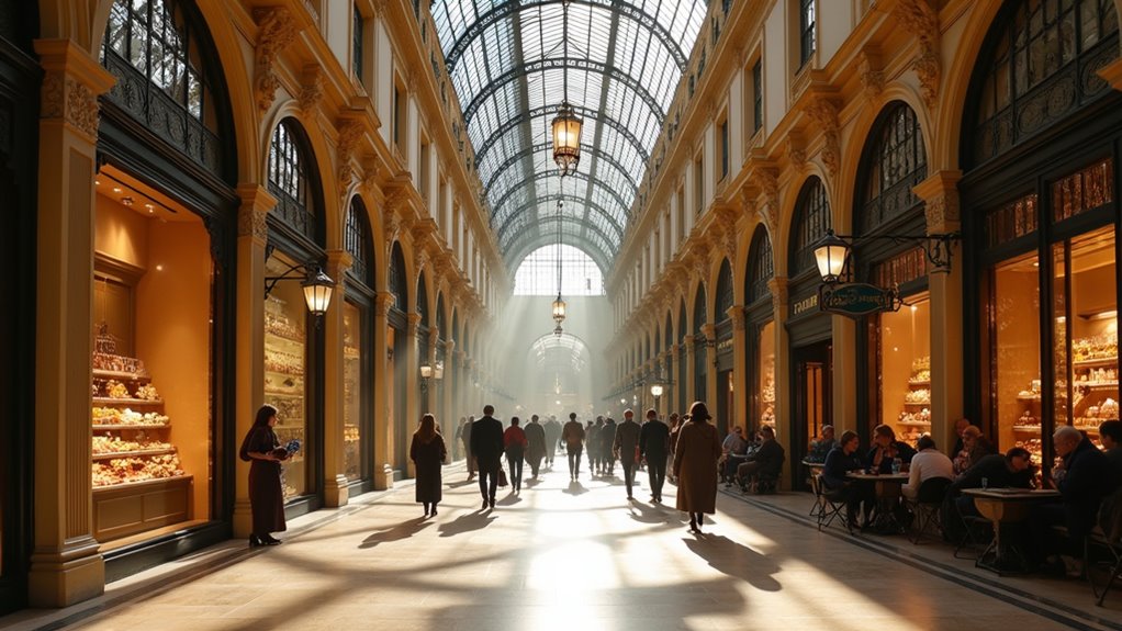 historic glazed shopping arcade