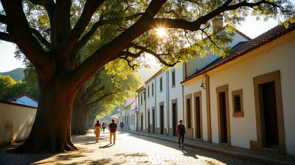 historic oak lined town streets