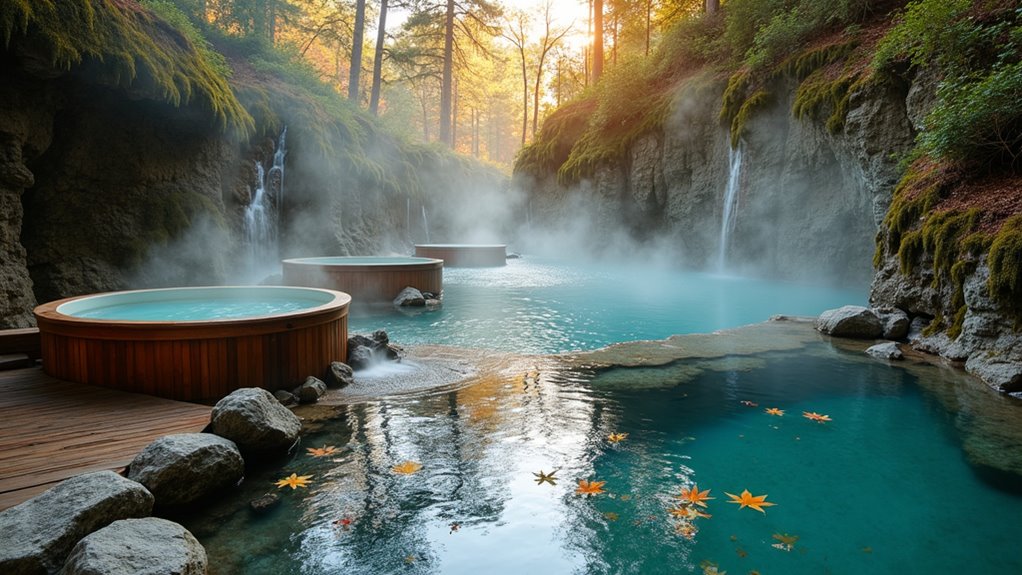 hot springs after waterfall