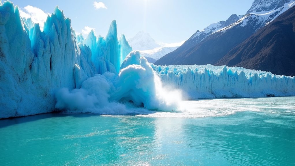 ice fall into lake