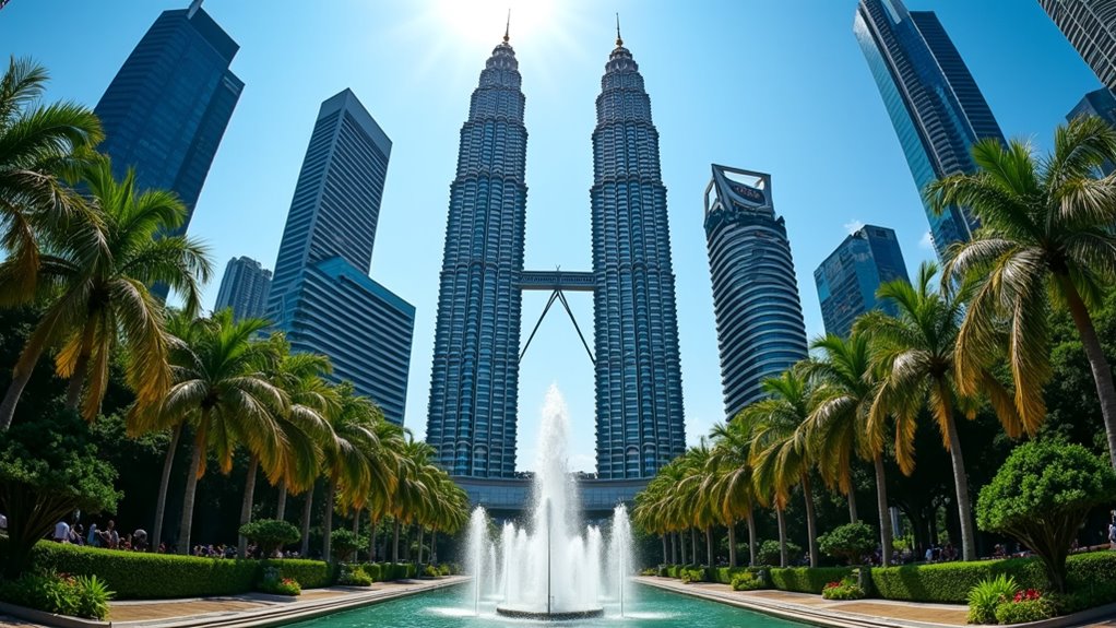 iconic towers and park